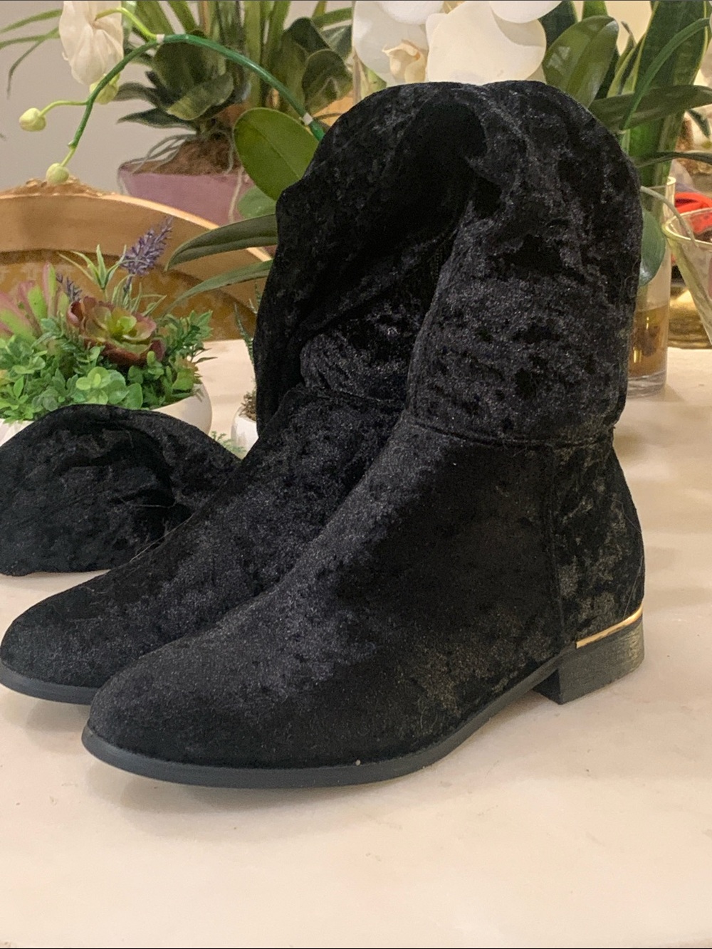 koi Black Velvet  Knee-High Boots Size 6